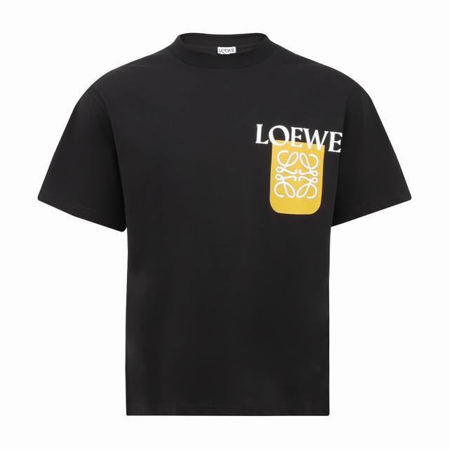 loewe 罗意威 胸口印花短袖T恤 原版操作 定织定染60支160G丝光棉面料 进口机绣立体绣工艺 独立定制辅料配件 size S-Xl