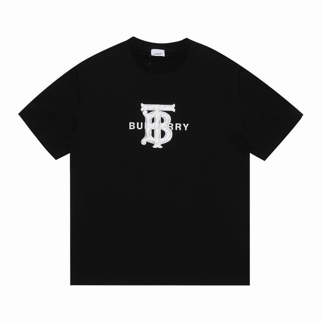 上新 高版本 burberry巴宝莉字母硅胶立体凹凸工艺短袖 最高版本 面料 克100 双纱全棉 字母硅胶立体凹凸工艺 辅料 开模原版过鉴定领标100%真丝洗水