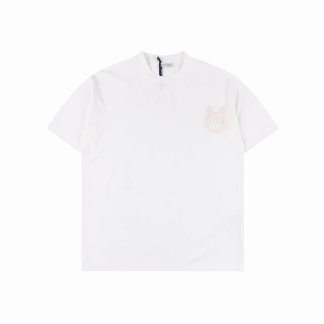 moncler 蒙口 25Ss M字母猫耳朵刺绣短袖 情侣圆领短袖T恤 独家定制 G 32 支双纱纯棉面料 质感非常柔软舒适 100% 区别市场的顶级面料 不缩