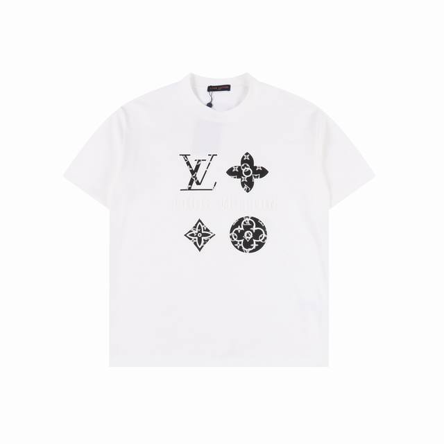 louis Vuitton 路易威登 Lv 25Ss 硅胶四花短袖T恤 面料采用定制240G 26支特滑双股精棉平纹高密无尘全棉布料 前幅高密度加厚 走线平整