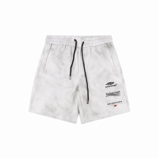 balenciaga 巴黎世家 水洗徽标字母印花短裤 面料采用定制380克毛圈面料 订染颜色后整蚀毛处理 对照原版做丝滑超柔处理 布面肌理股线清晰明显 垂感一级