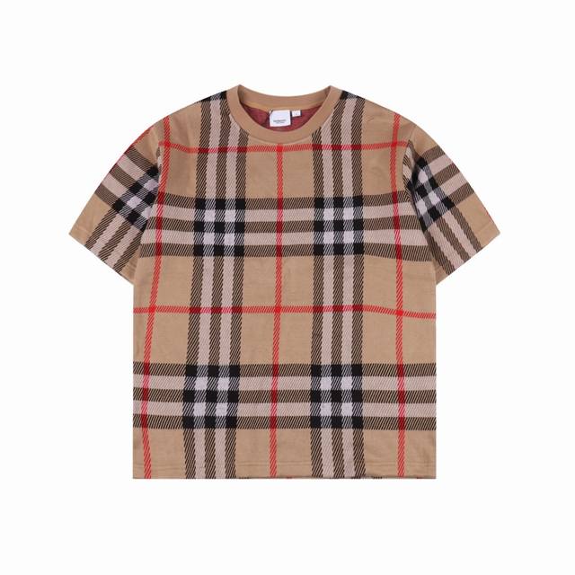 burberry 巴宝莉 格纹针织套装短袖T恤 原版短袖7700 72%羊毛28%化纤 原版三种颜色定染纱线 12针进口电脑织机 三种纱线交织在一起形成的颜色还