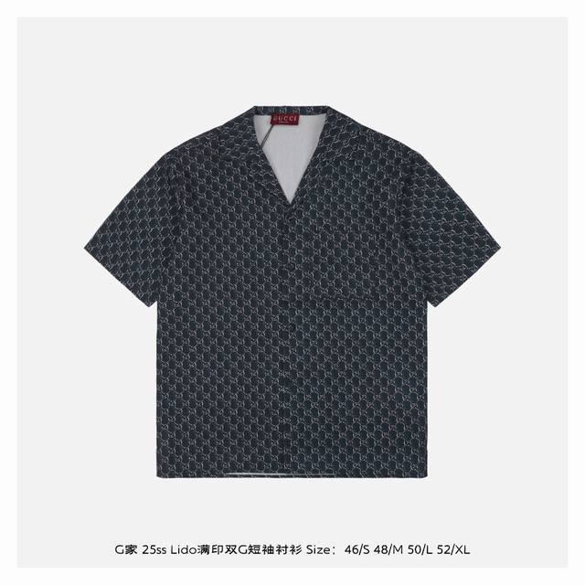 gucci 古驰 25Ss Lido满印双G短袖衬衫 自托斯卡纳海滩俱乐部的悠闲美学 以现代设计语言重释1960年代意大利度假风情 斜纹桑蚕丝面料捕捉地中海的粼