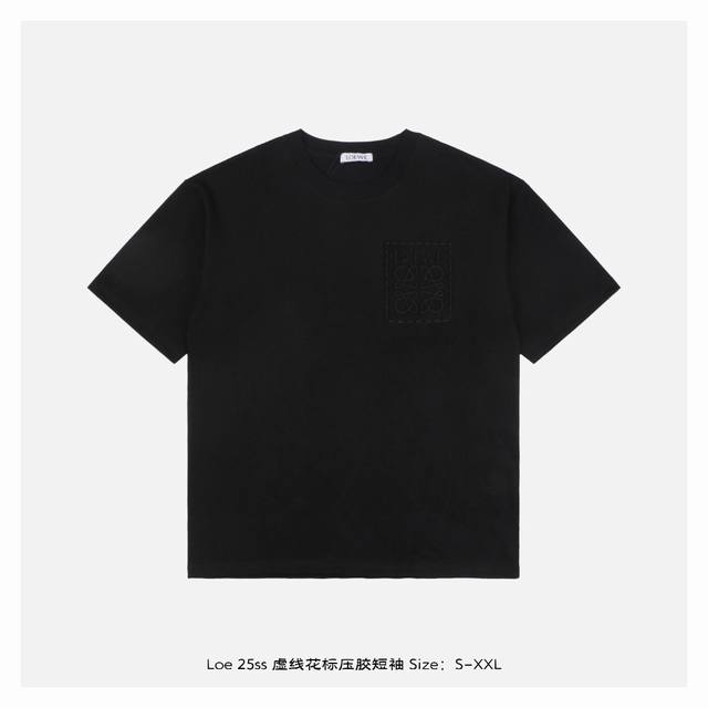 loewe 罗意威 25Ss 虚线花标压胶短袖 面料采用230克重精梳棉 定制32支1*1螺纹 成衣两遍水洗处理 面料舒适亲肤无异感 定制定染面料 纺织密度高
