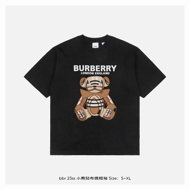 burberry 博柏利 25Ss 小熊贴布绣短袖 面料采用230克重精梳棉 定制32支1*1螺纹 成衣两遍水洗处理 面料舒适亲肤无异感 定制定染面料 纺织密度