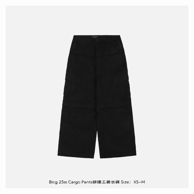 balenciaga 巴黎世家 25Ss Cargo pants拼接工装长裤 解构主义剪裁 + 一裤两穿设计 腰部拼接破坏设计 裤腰采用不对称拼接 左右两侧不同
