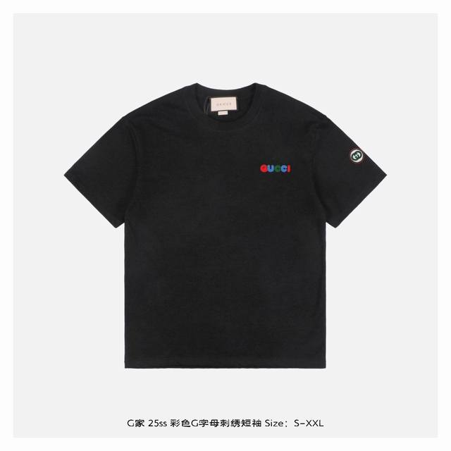 gucci 古驰 25Ss 彩色G字母刺绣短袖 面料采用230克重精梳棉 定制32支1*1螺纹 成衣两遍水洗处理 面料舒适亲肤无异感 定制定染面料 纺织密度高