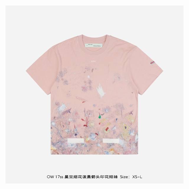 off White Co Virgil 17Ss 星空烟花泼墨箭头印花短袖 定制 克全面汗布 粗螺纹 棉质感强 成衣水洗预缩处理不掉色不缩水 一共8套网板 颜色