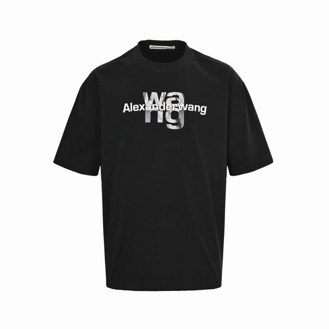 alexander Wang 亚历山大王 25Ss 油画字母印花短袖 面料采用定制240G 26支特滑双股精棉平纹高密无尘全棉布料 前幅高密度加厚 走线平整 代