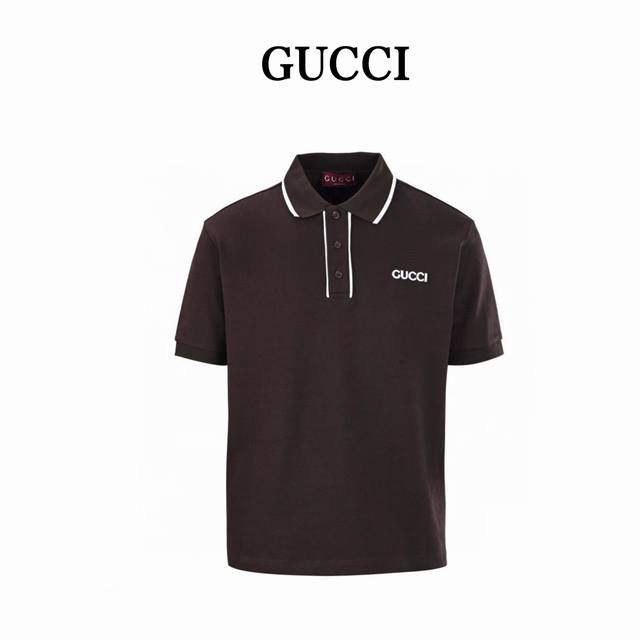 gucci古驰Guc 撞色领字母激光刺绣短袖polo衫 原版6900购入开发 面料采用220G原版定制全棉 胸前进口机激光刺绣 每个字母定位 上身立挺 落肩Os