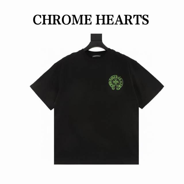 chrome Hearts 克罗心 背后印花圆领短袖 新款2025潮牌克罗心 高端闪粉印花工艺 三标齐全 黑白双色 280克高克重全棉 手感超好 做工细致 厚度