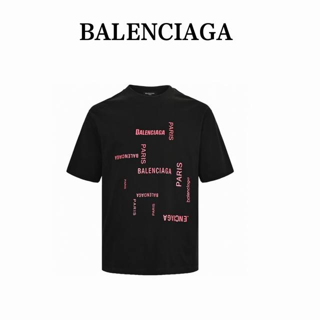 balenciaga 巴黎世家 24Ss 粉色字母印花短袖 标准数码直喷印花技术 纯棉柔软面料 对色定染面料 超精细平网印花工艺 潮流感十足 定染纯棉面料 Os