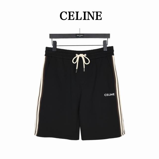 Celine 赛琳 经典侧边织带短裤 复古潮流织带点缀松紧腰休闲五分裤 很经典的一款 松紧腰 两侧插袋 两侧织带的点缀点缀设计 复古潮流的同时又有细节感 面料采