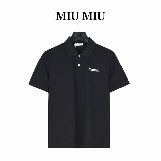 miumiu 缪缪Mm 经典小标刺绣短袖polo衫 原版品质 欢迎对比 正品8400购入开发 领口定制提花扁机罗纹 面料酵洗 进口机绣刺绣 定制辅料 合身版型