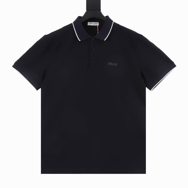 miumiu 缪缪 25Ss 胸口Logo撞色压胶短袖polo衫 客供精仿棉打造珠地材质面料 质感柔软细腻爽滑 舒适透气凉爽 且久穿久洗不褪色不变形 进口田岛机