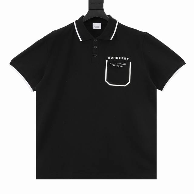 burberry 巴宝莉 胸口口袋字母印花短袖polo衫 选用棉质珠地网眼布打造 定制材质260G长绒棉 衣领为双系统提花定织扁机制成 有弹性 不变形 衣服全部