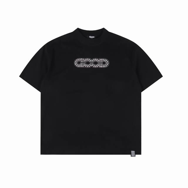 goodbrand 字母铆钉烫钻圆领短袖T恤 男女同款 350克面料 颜色 黑色 尺码 S M L Xl