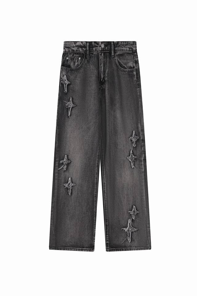 高版本Chrome Hearts 克罗心 磨毛十字水洗牛仔裤 男女同款 四季可穿 独家现货首发高端品质 直筒版型 整裤条子采用3D立裁体剪 复杂的工艺还现体在裤