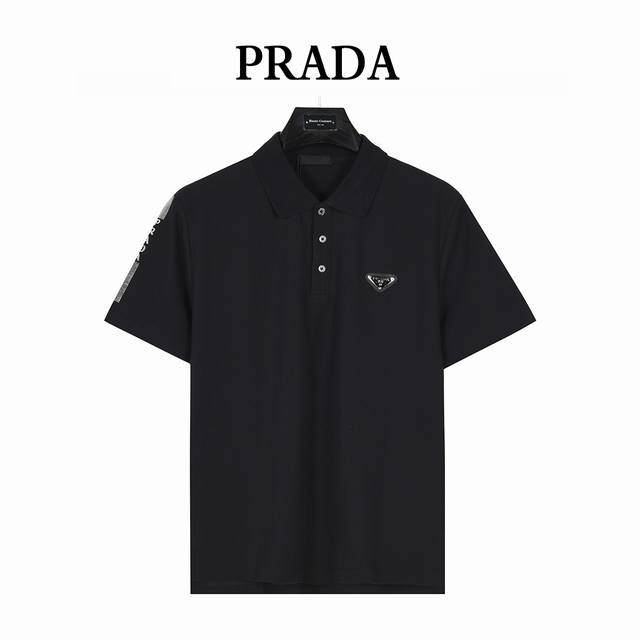 prada 普拉达 25Ss 金属三角标及袖口烫银字母短袖polo衫 时尚型裁设计 兼具个性 简约不简单 客供精仿棉打造珠地材质面料,领口丝光面料编织 内里工整