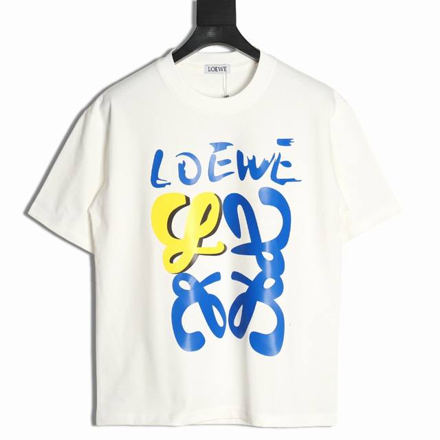 loewe 罗意威 25Ss 拼色四叶草短袖T恤 面料采用定制240G 26支特滑双股精棉平纹高密无尘全棉布料 前幅高密度加厚 走线平整 代工品质 全套定制辅料