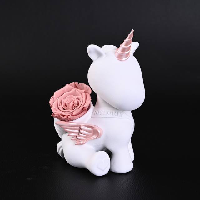 roseonly 甜心独角兽永生花公仔 感受温柔宠爱 延续久久浪漫 在古希腊神话中 兔子是爱与美之神阿佛罗狄忒的心爱宠物 是幸运的象征 也被女神赋予 爱情 之意