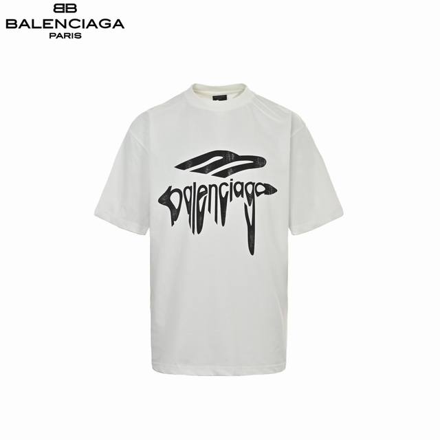 balenciaga 巴黎世家 25Ss Logo溶解磨破短袖 颜色 黑色 白色 size:Xs-L