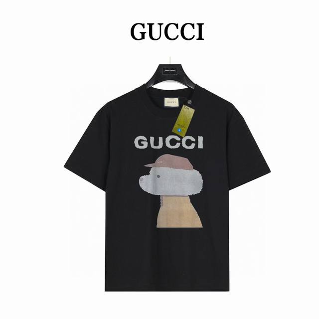 gucci 带帽狗狗 短袖T恤 款号:Gg12 黑色 240克重磅小落肩100%棉T恤 Os版型 宽松有型好搭配 采用精梳紧密赛络工艺 面料更耐磨 袖口以及下摆