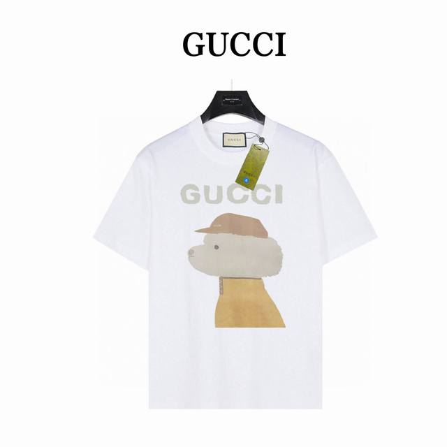 gucci 带帽狗狗 短袖T恤 款号:Gg12 白色 240克重磅小落肩100%棉T恤 Os版型 宽松有型好搭配 采用精梳紧密赛络工艺 面料更耐磨 袖口以及下摆