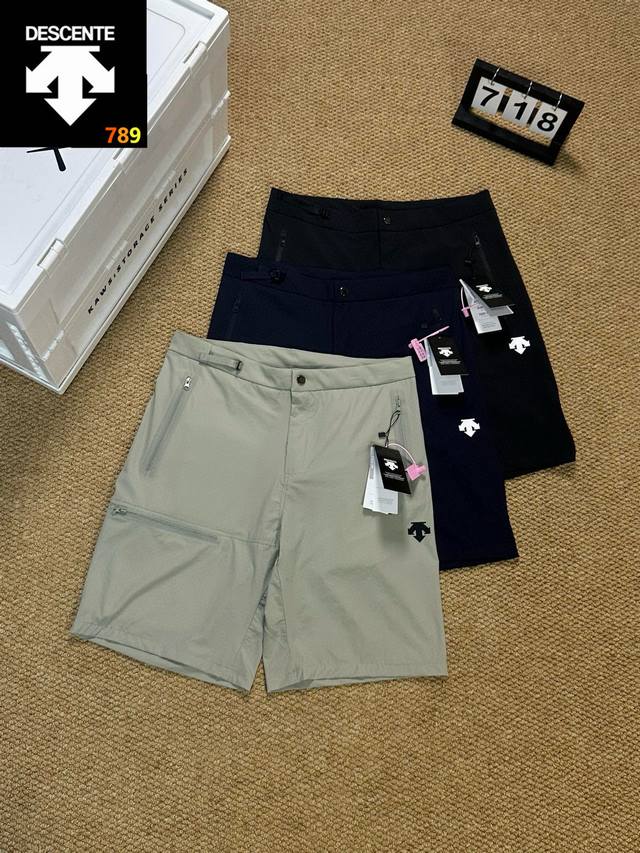 Descente 迪桑特 24Ss新款拉链基础款户外休闲短裤 高品质 颜色 黑色 藏青色 卡其色 尺码 M-3Xl 顶级户外速干短裤 必须高品质开头 独家现货