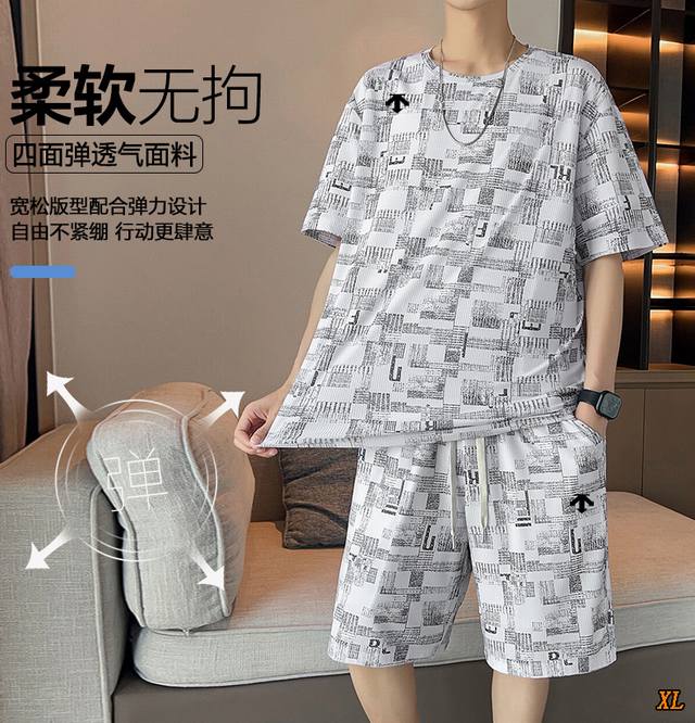 Descente迪桑特 独家实拍上新夏季高品质M-8Xl新潮时尚休闲大码冰丝速干运动短套 本季主打 货源充足 放心主推 高端品质 经典设计 做工出色 经典百搭