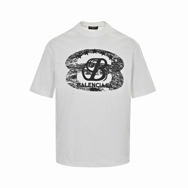 balenciaga 巴黎世家 24Ss 斑驳做旧字母印花短袖 印花材料采用安全环保无毒婴儿认证的发泡材料 印花轮廓清晰干净 有康丽机器出来的质感 如果衣服要清