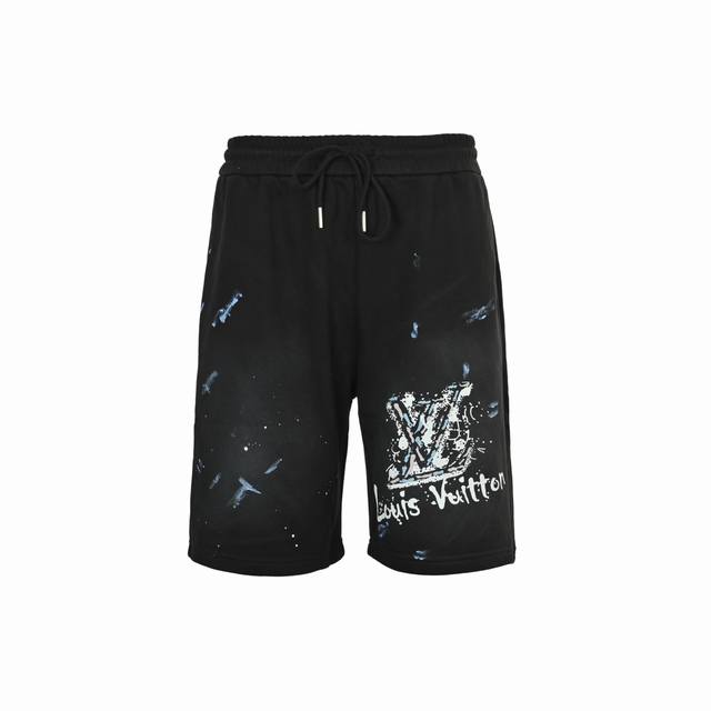 louis Vuitton 路易威登 25Ss 涂鸦字母印花短裤 面料采用380G纯棉毛圈面料 订染颜色后整蚀毛处理 对照原版做丝滑超柔处理 布面肌理股线清晰明