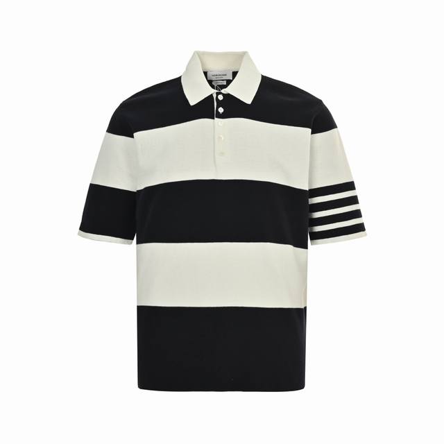 thom Browne 汤姆布朗 25Ss 条纹针织polo短袖 本产品根据原版使用百分百新疆长绒棉 四平一空针法 使用进口岛精机编织 纽扣包括备扣统一使用天然