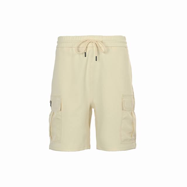 prada 普拉达 25Ss 金属三角标侧口袋工装短裤 原版购买 双面双股面料 弹力腰头配束绳 正面斜角开袋 背面魔术贴式嵌线袋 侧面涂珐琅金属三角形徽标 侧面