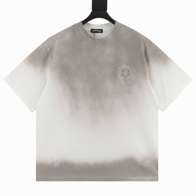 chromehearts 克罗心 25Ss 马蹄贴布刺绣烧花水洗破洞短袖T恤 秀场私人订制系列 整衣做旧激光烧花定制300克双纱面料 美式酸洗做旧原身布激光烧花