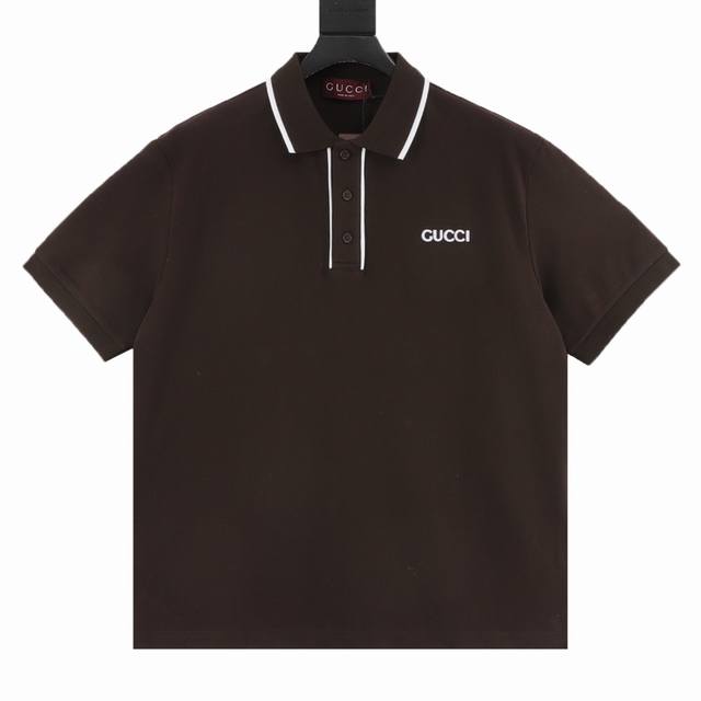 gucci古驰Guc 撞色领字母激光刺绣短袖polo衫 原版6900购入开发 面料采用220G原版定制全棉 胸前进口机激光刺绣 每个字母定位 上身立挺 落肩Os
