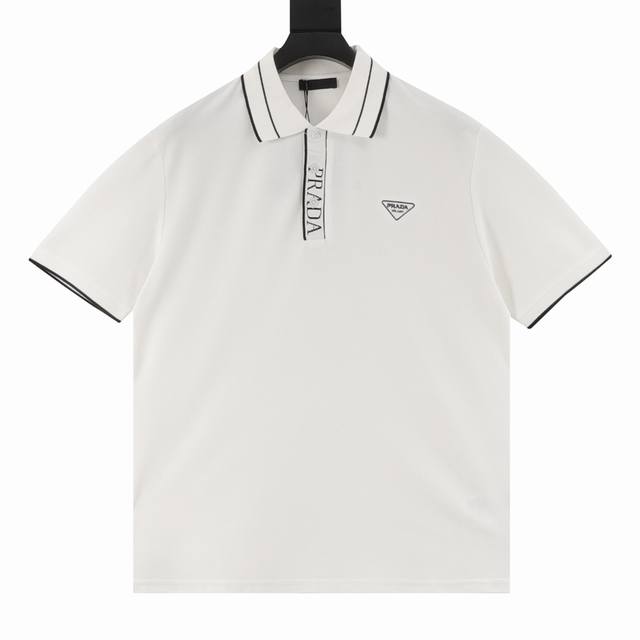 prada 普拉达 25Ss 门襟螺纹字母三角标刺绣短袖polo衫 时尚型裁设计 兼具个性 简约不简单 客供精仿棉打造珠地材质面料,领口丝光面料编织 内里工整严