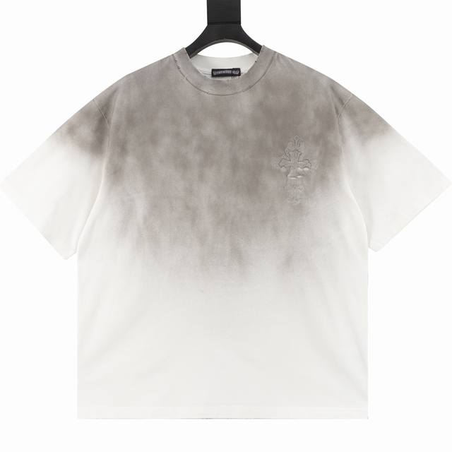 chromehearts 克罗心 25Ss 十字架贴布刺绣水洗破洞短袖T恤 秀场私人订制系列 整衣做旧激光烧花定制300克双纱面料 美式酸洗做旧原身布激光烧花加