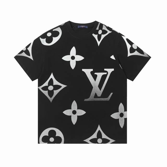 上新 高版本 louis Vuitton路易威登 大三花印花短袖 最高版本 定制面料260克100%双纱棉 驴家拉浆印花字母结合 辅料 开模原版过鉴定领标100