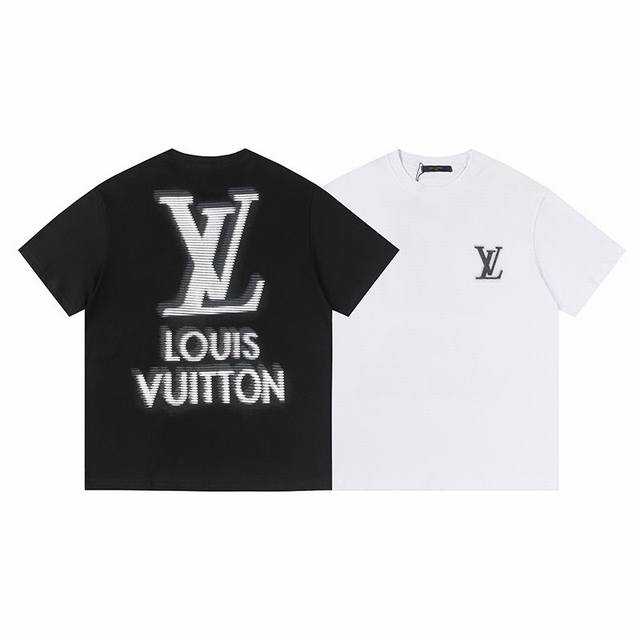 上新 高版本 louis Vuitton 路易威登24Ss 重影印花短袖T恤 面料采用240克32S精梳棉面料搭配1X1十字拉架螺纹烧毛加面料食毛工艺 上身挺阔