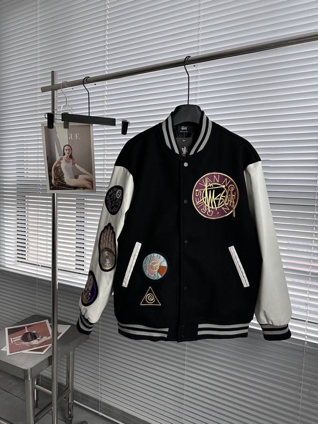 新款上新 最高版本 原版购入开发 区别市场 通货 斯图西 Dries Van Noten X Stussy 22Fw联名款 金太阳爆炸单品棒球服夹克外套 stu