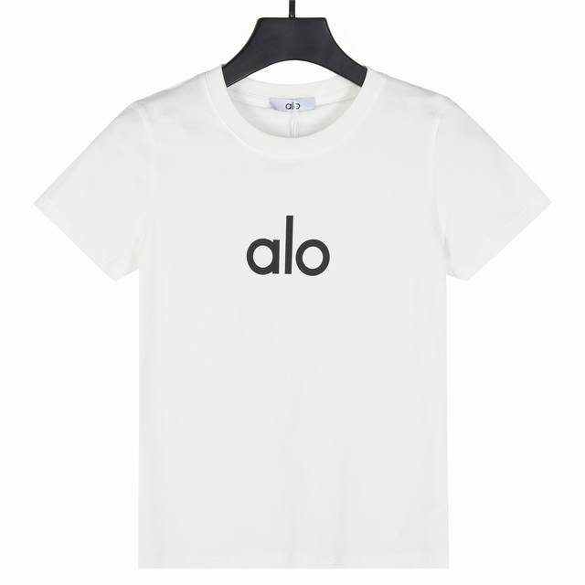 alo Yoga女装短袖 正肩收腰修身版型 冰感顺滑亲肤透气 190克冰瓷棉 黑色 白色 粉色 浅蓝 Xs-L