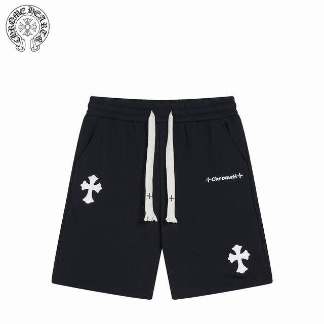 chrome Hearts 克罗心 贴布绣花短裤 纯棉高品质面料 特别手感 贴布工艺 超级质感 舒适柔软透气 休闲宽松版型 潮流男女同款 长裤颜色 灰色 黑色