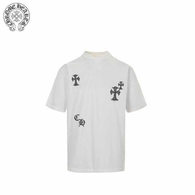 chrome Herat 克罗心 25Ss 徽标后背十字架短袖 面料采用进口机器织造而成 布面纹路的独特性创造出完美的成衣效果 面料采用净布260克重 搭配32