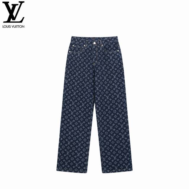 louisvuitton 路易威登 24Ss 老花满印生仔裤 顶级板本 Louis Vuitton 提花牛仔裤 高端定制1:1面料 字母立体高度清晰 原版定制里