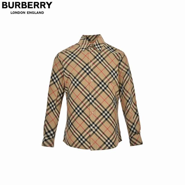 burberry 巴宝莉 24Ss 菱格条纹衬衫 意大利精纺以其精湛的纺织技术著称 注重面料的细节和品质 在棉府绸面料的制作过程中 意大利精纺工艺能够确保纱线的