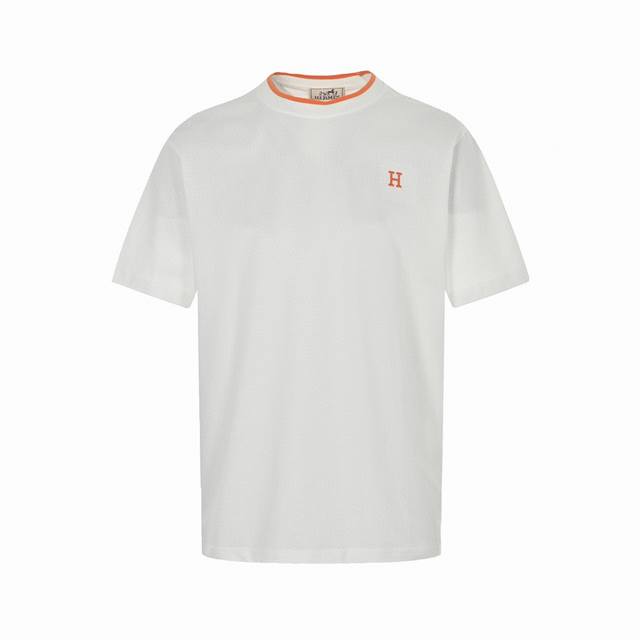 hermes 爱马仕 经典刺绣橙标短袖 logo标识精致升级 灵感源自八十年代复古 原版面料 官方同款 同缸染面料 手感非常舒服 春夏最新砖柜同步 时尚又个性