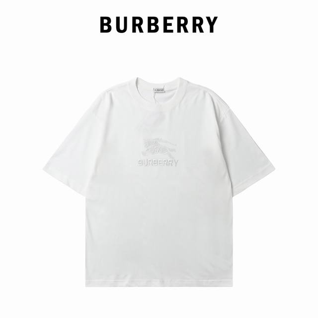burberry 巴宝莉 战马骑士字母绣标短袖T恤 24春夏男女同款食毛纯棉宽松圆领短袖T恤 客供全棉面料 柔软细腻质感 做工精致 edk战马骑士字母绣标款 同