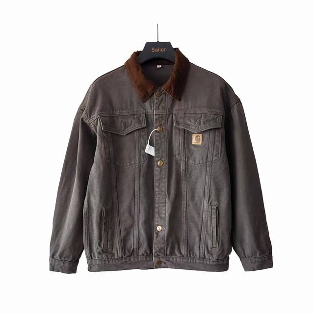 实拍细节图+尺码表 carhartt Wip卡哈特重磅做旧牛仔底特律翻领夹克 - 版型 多采用经典的哈灵顿夹克版型 宽松短肥 能够轻松打造出时髦的Clean F