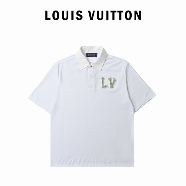 louis Vuitton 路易威登 串珠水钻绣片polo衫 原10299购入 菲董联名系列 采用定织定染50支双股 克重棉氨混纺双面珠地面料 衣领拼接采用80